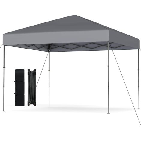 COSTWAY Gazebo Pop-up da Esterno 295 x 295 cm, Gazebo Pieghevole con Borsa da Trasporto, 8 Picchetti, 4 Corde Antivento, 3 Altezze Regolabili, Ideale per Feste, Barbecue, Giardino, Spiaggia (Grigio)
