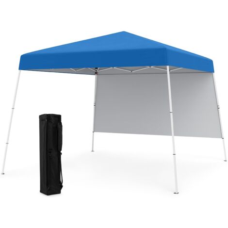 COSTWAY Gazebo Pop-up da Esterno 3 x 3 m, Gezebo Pieghevole con 1 Parete Laterale, Zaino Portatile e 4 Picchetti, Tendone Impermeabile e Resistente per Campeggio e Feste (Blu)