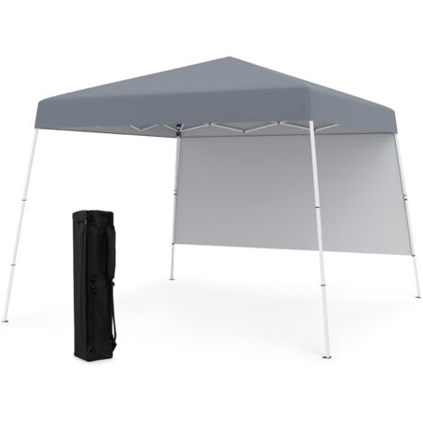 COSTWAY Gazebo Pop-up da Esterno 3 x 3 m, Gezebo Pieghevole con 1 Parete Laterale, Zaino Portatile e 4 Picchetti, Tendone Impermeabile e Resistente per Campeggio e Feste (Grigio)