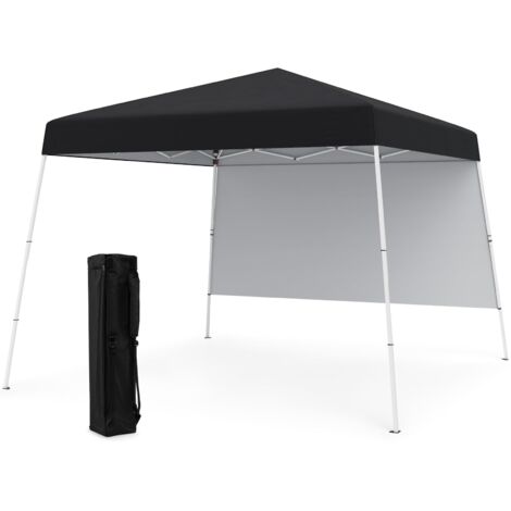 COSTWAY Gazebo Pop-up da Esterno 3 x 3 m, Gezebo Pieghevole con 1 Parete Laterale, Zaino Portatile e 4 Picchetti, Tendone Impermeabile e Resistente per Campeggio e Feste (Nero)