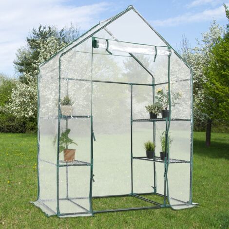 COSTWAY Gewächshaus 143x73x195cm Reißverschluss Foliengewächshaus Treibhaus Tomatenhaus Pflanzenhaus Folienhaus Folienzelt transparent