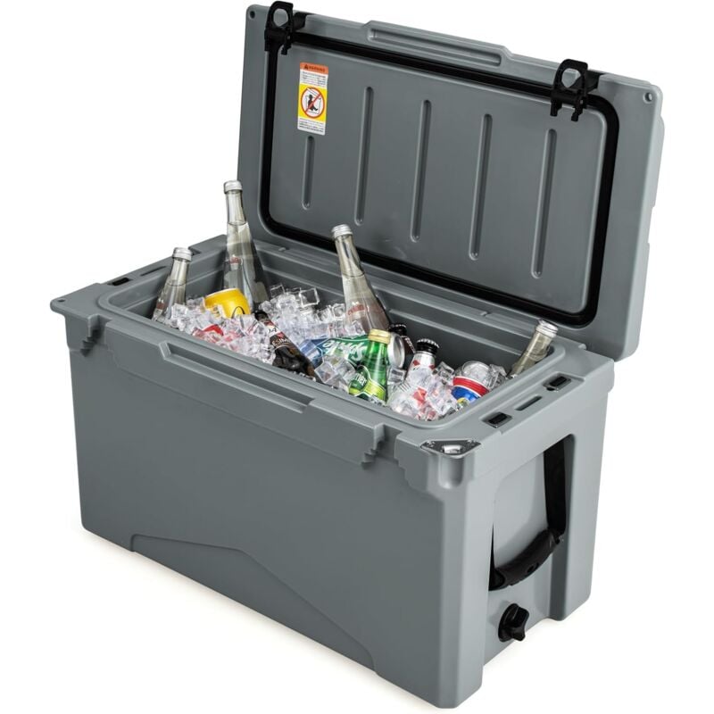 Glacière Isotherme Portable avec Bouchon de Vidange et Porte-gobelets, Glacière Rigide Rétention de Glace de 5 à 7 Jours pour Camping Pique-Nique