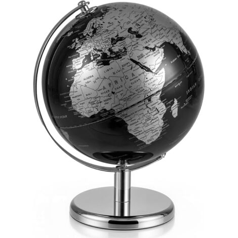 COSTWAY Globe Terrestre Rotatif 360°, Mini Globe Antique de 20CM avec Support en Métal, Jouet Éducative/Géographique pour Enfants, Décoration de Bureau Style Moderne pour Maison École (Argenté)