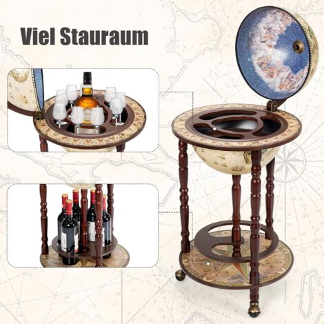 Costway Globusbar Barwagen Globus Bar Hausbar Servierwagen Weinregal Mit Rollen 0728370803952