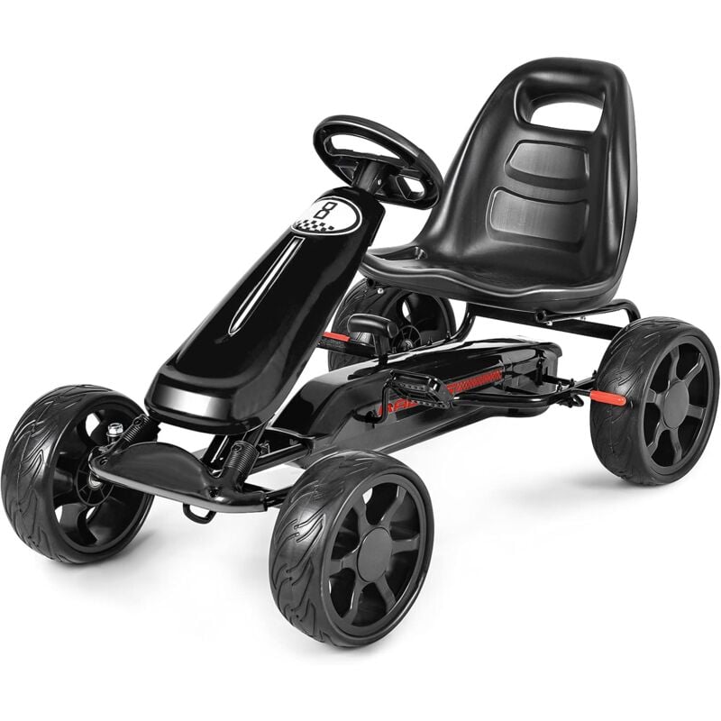 

Go Kart de Pedales Montable para Niños, Conducción en el Exterior, Juguete de Pedales para Niños (Negro) - Costway