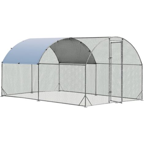 COSTWAY Gran Gallinero de Metal Galvanizado, Gallinero con Cerradura, Corral para Gallinas con Cubierta Impermeable y Protectora contra el Sol, Jaula de Pollo para Exterior 380 x 280 x 195 cm