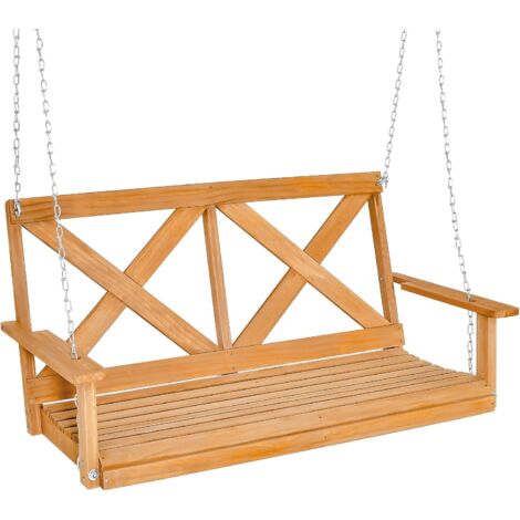 COSTWAY Hängebank aus Massivholz, 2-Sitzer Gartenschaukel zum Aufhängen, Hollywoodschaukel bis 240 kg belastbar, Outdoor-Schaukelbank für Terrasse, Garten, Hof, 134 x 60 x 65 cm