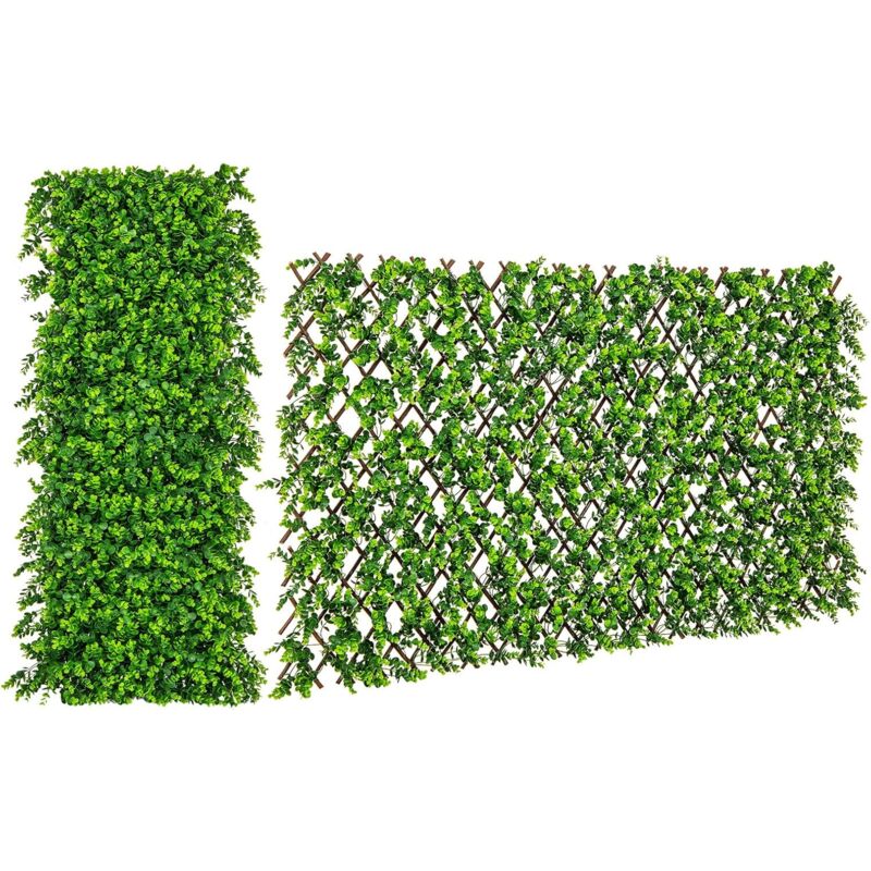 Haie Artificielle Brise-Vue Décoration Extensible, Panneau pour Clôture Décoratif Artificiel Protection Solaire Cadre en Saule Véritable, pour