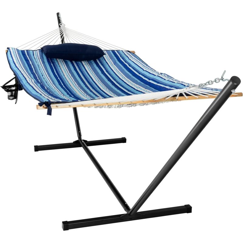 

COSTWAY Hamaca con Soporte en Acero Resistente Silla Hamaca Tejida en Algodón con Almohada Alfombrilla Carga 150 kg