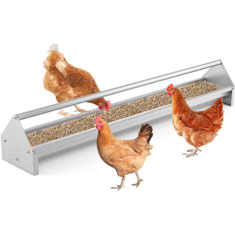 COSTWAY Heavy-Duty Galvanized Steel Chicken Feeding Trough Metal Chicken Feeder