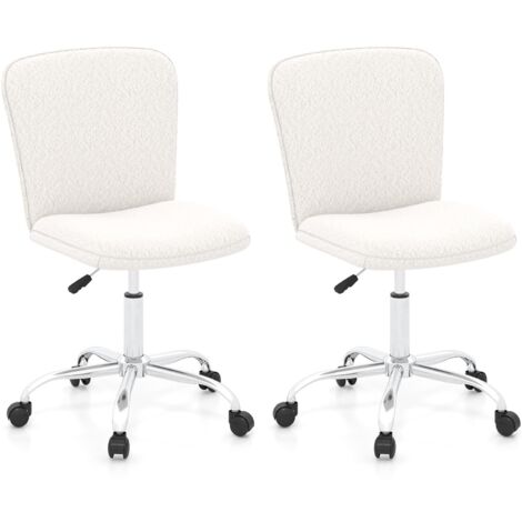 COSTWAY Height-adjustable Ergonomic Chair Office Desk Chair w/ Wheels-White