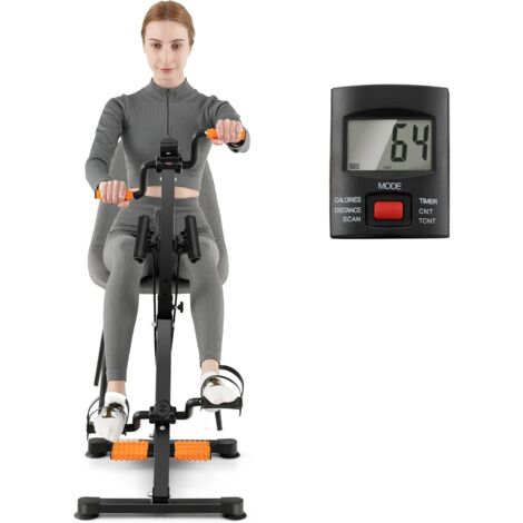 COSTWAY Heimtrainer Bewegungstrainer Pedaltrainer für Senioren Stahl, Hand Arm Bein Knie Fitnessgerät mit LCD Display, höhen- & längenverstellbar, Arm und Beintrainer Senioren
