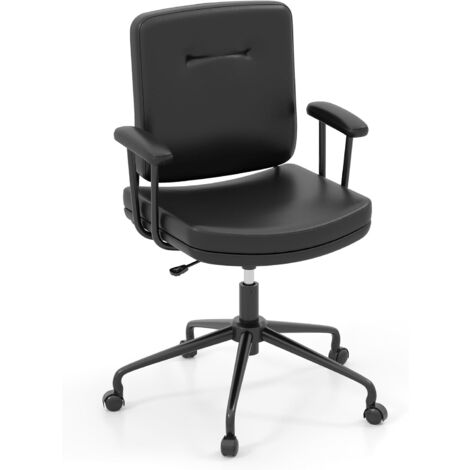 COSTWAY Home Office Chair Small Desk Chair w/Adjustable Height & Wheels-Black