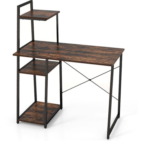 COSTWAY Home Office Desk Computer Desk PC Laptop Workstation-Coffee