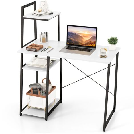 COSTWAY Home Office Desk Computer Desk PC Laptop Workstation-White