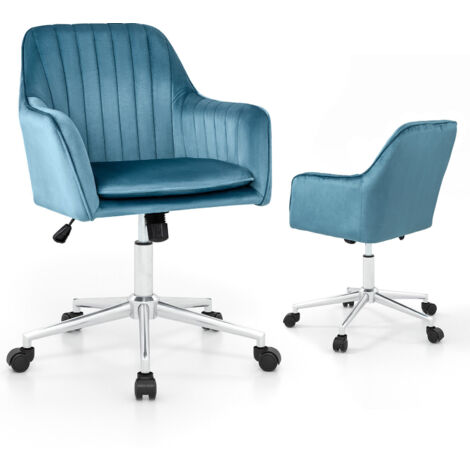COSTWAY Home Office Leisure Chair Height-Adjustable Swivel Dutch Velvet Task Chairs
