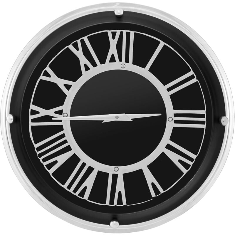 Costway - Horloge Murale Silencieuse de 34,5 cm, Pendule Murale à Quartz avec Chiffres Romains Classiques Couvercle en Verre, Grande Horloge Ronde