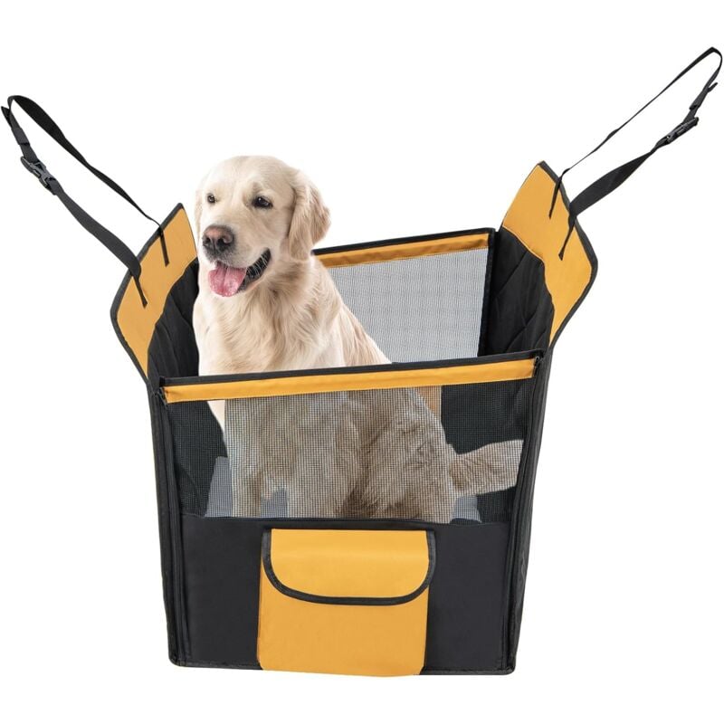 Housse de Siège d'Auto pour Chien, Banquette Arrière pour Chien avec Coussin Imperméable et Fenêtre en Maille Visible, Protection de Coffre pour