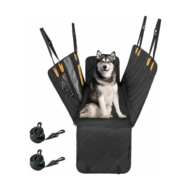 Housse de Siège d'Auto pour Chien, Banquette Arrière pour Chien avec Coussin Imperméable et Fenêtre en Maille Visible, Protection de Coffre pour