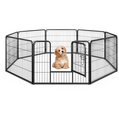 COSTWAY Indoor Outdoor Dog Playpen 8 Panel 60cm Height Pen Fence w/ Lock