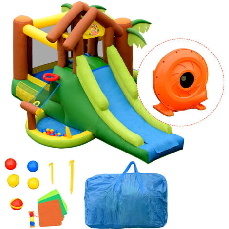 COSTWAY Inflatable Bounce House Indoor Outdoor Kids Jumping Castle Slide w/ Air Blower