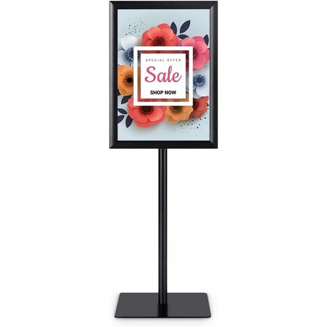 COSTWAY Infostaender Informationsstaender Plakatstaender Kundenstopper Praesentationsstaender Plakat Aufsteller Staender Werbestaender A3 hoehenverstellbar drehbar schwenkbar schwarz