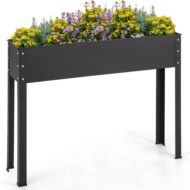 Jardinière Surélevé en Métal avec Trou de Drainage, Lit de Jardin avec Pieds, Grand Bac de Culture pour Plantes Fleurs Végétaux, pour Patio Terrasse