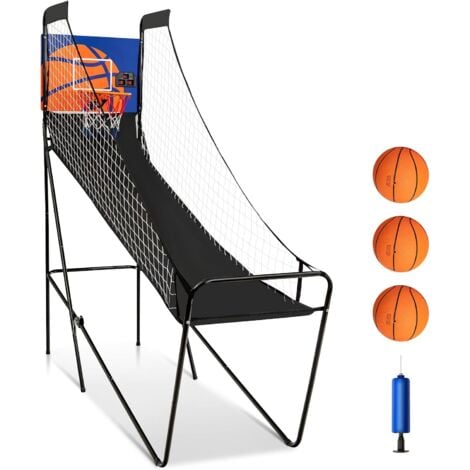 COSTWAY Jeu de Basketball Arcade, Jeu de Basketball Pliable avec Compteur Électronique et Buzzer, 3 Ballons