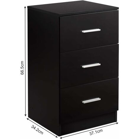 COSTWAY Juego de 2 Mesita de Noche/Mesa Auxiliar/Archivador con 3 Cajones Armario de Almacenamiento Gabinete Mueble para Oficina Hogar