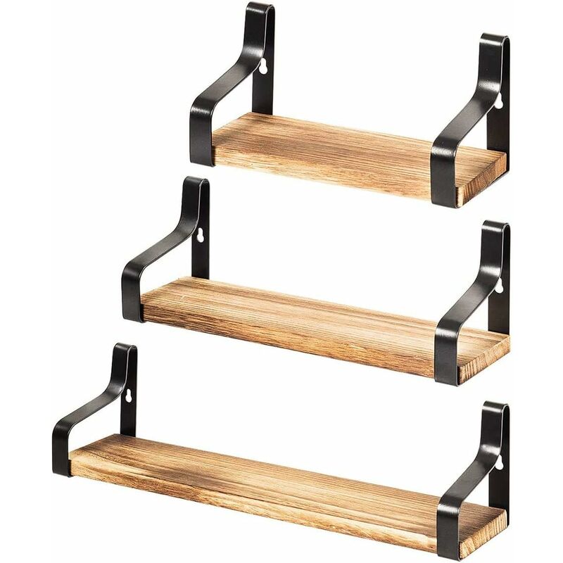 

COSTWAY Juego de 3 Piezas Estante Flotante Estantería de Pared de Madera para Almacenamiento de Cocina