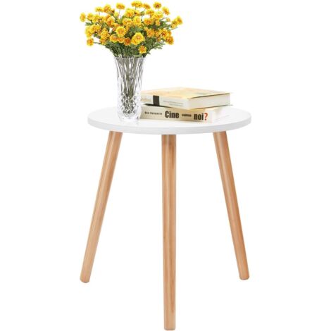COSTWAY Kaffeetisch Beistelltisch Esstisch Küchentisch Nachttisch Holz weiss fuer Wohnzimmer, Schlafzimmer und Balkon 40x40x48cm