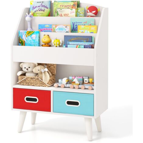 COSTWAY Kids Bookshelf Wooden Children’s Book Display Rack 3-Tier Bookshelves