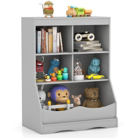 COSTWAY Kids Storage Shelf Children Toy Storage Organizer w/ 5 Bins-Grey