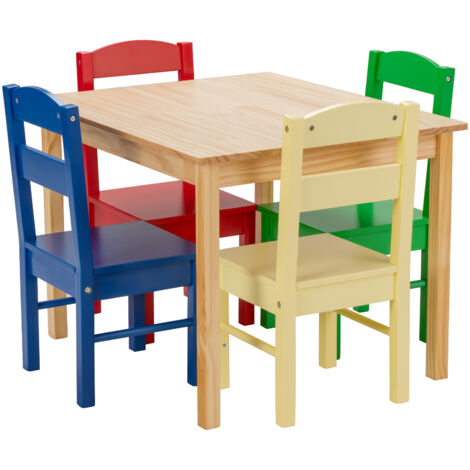 COSTWAY Kids Table & 4 Chairs Set Wooden Activity Table Table Furniture