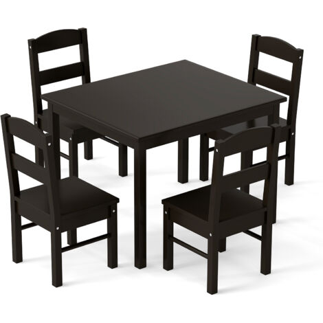 COSTWAY Kids Table & 4 Chairs Set Wooden Activity Table Table Furniture-Coffee