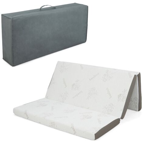 COSTWAY King 10 cm Folding Gel-Infused Tri-fold Mattress Topper Cool Gel Memory Foam