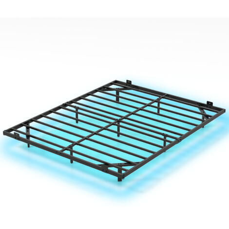 COSTWAY King Size Floating Bed Frame 150x200cm with LED Lights Modern Metal Black