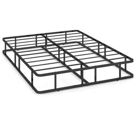COSTWAY King Size Metal Bed Frame with Underbed Storage Steel Slats Support Black