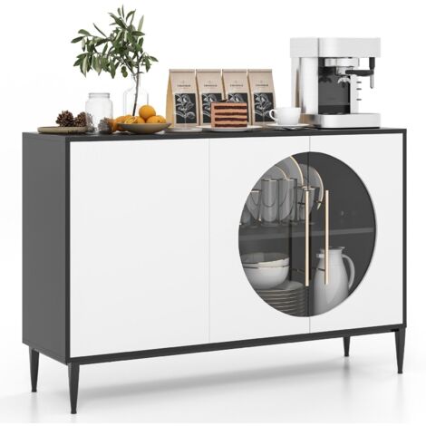 COSTWAY Kitchen Buffet Storage Cabinet Freestanding Cupboard Sideboard Cabinet w/3 Doors