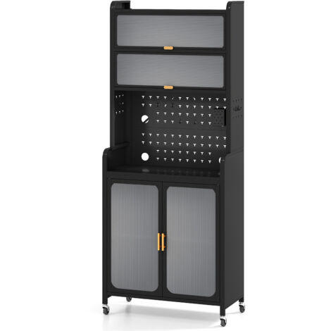 COSTWAY Kitchen Pantry Storage Cabinet 192 CM Tall Freestanding Metal Coffee Bar