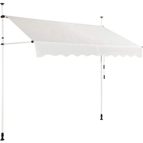 COSTWAY Klemmmarkise 200 cm breit, Balkonmarkise ohne Bohren, UV-beständig, höhenverstellbar, wasserabweisend, Markise mit Handkurbel, Sonnenmarkise, Sonnenschutz für Balkon, Beige