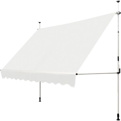 COSTWAY Klemmmarkise 350 cm breit, Balkonmarkise ohne Bohren, UV-beständig, höhenverstellbar, wasserabweisend, Markise mit Handkurbel, Sonnenmarkise, Sonnenschutz für Balkon, Beige