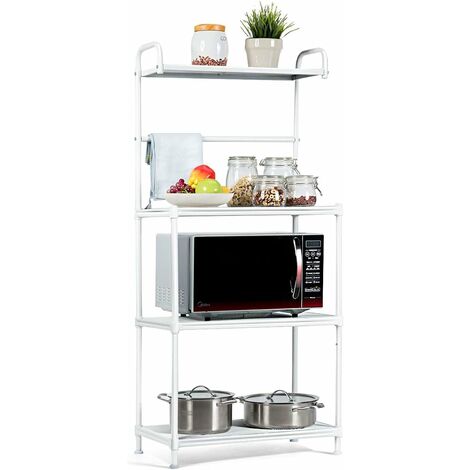 COSTWAY Küchenregal, 4-stufig, mit verstellbaren Regalböden, Mikrowellenregal 59 x 34 x 136 cm