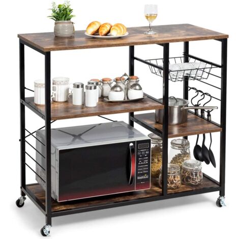 COSTWAY Kuechenregal Standregal, Baeckerregal Lagerregal mit Haken und