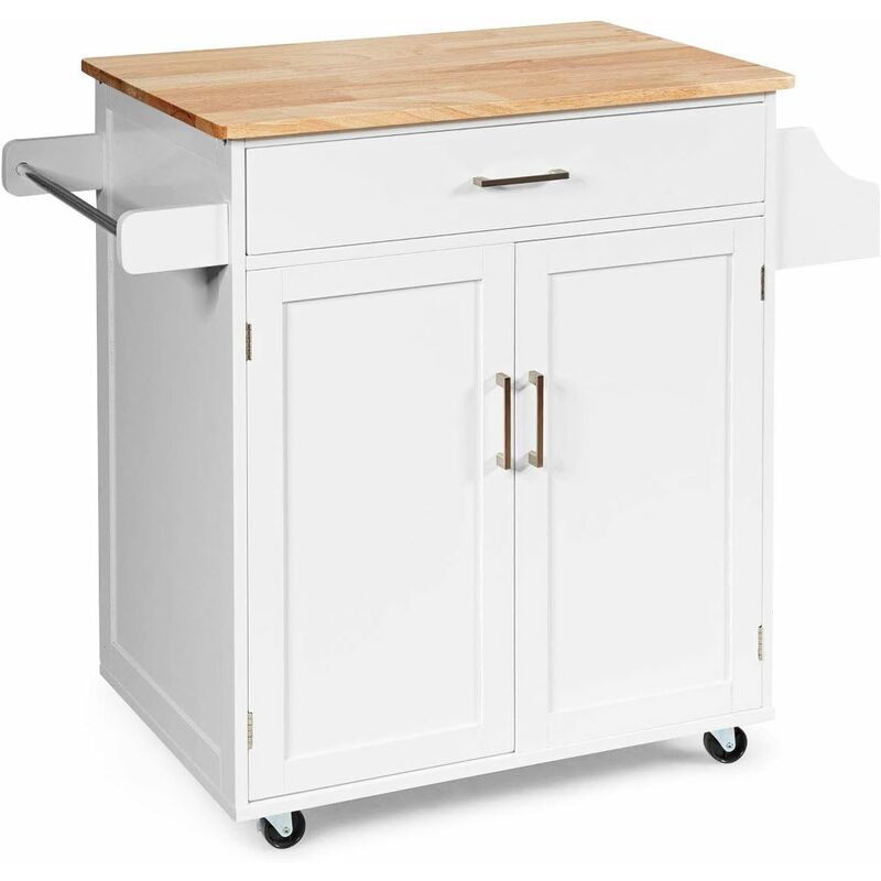 COSTWAY Kuechenwagen rollbar, Kuecheninsel mit Gewuerzregal und