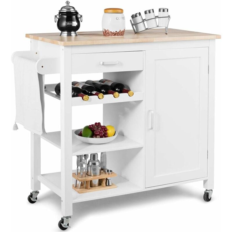 COSTWAY Kuechenwagen rollbar, Kuecheninsel mit Handtuchhalter