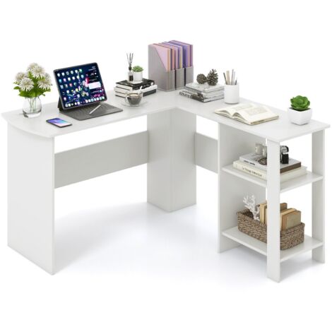 COSTWAY L-Shaped Corner Computer Desk PC Table Writing Desk Workstation Home Office