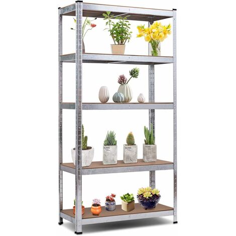 COSTWAY Lagerregal Schwerlastregal, Steckregal 5 Ebenen, Metallregal Werkstattregal Garagenregal Kellerregal 180x90x40cm