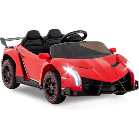 COSTWAY Lamborghini Macchina Elettrica per Bambini, Telecomando Luci LED,per 3-8 Anni，Rosso