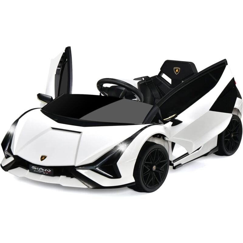 Lamborghini Voiture Électrique 12V Enfants avec Télécommande 2,4G 2 Portes Papillons Démarrage Progressif & Musique Charge 25kg pour Enfant 3-8 Ans,